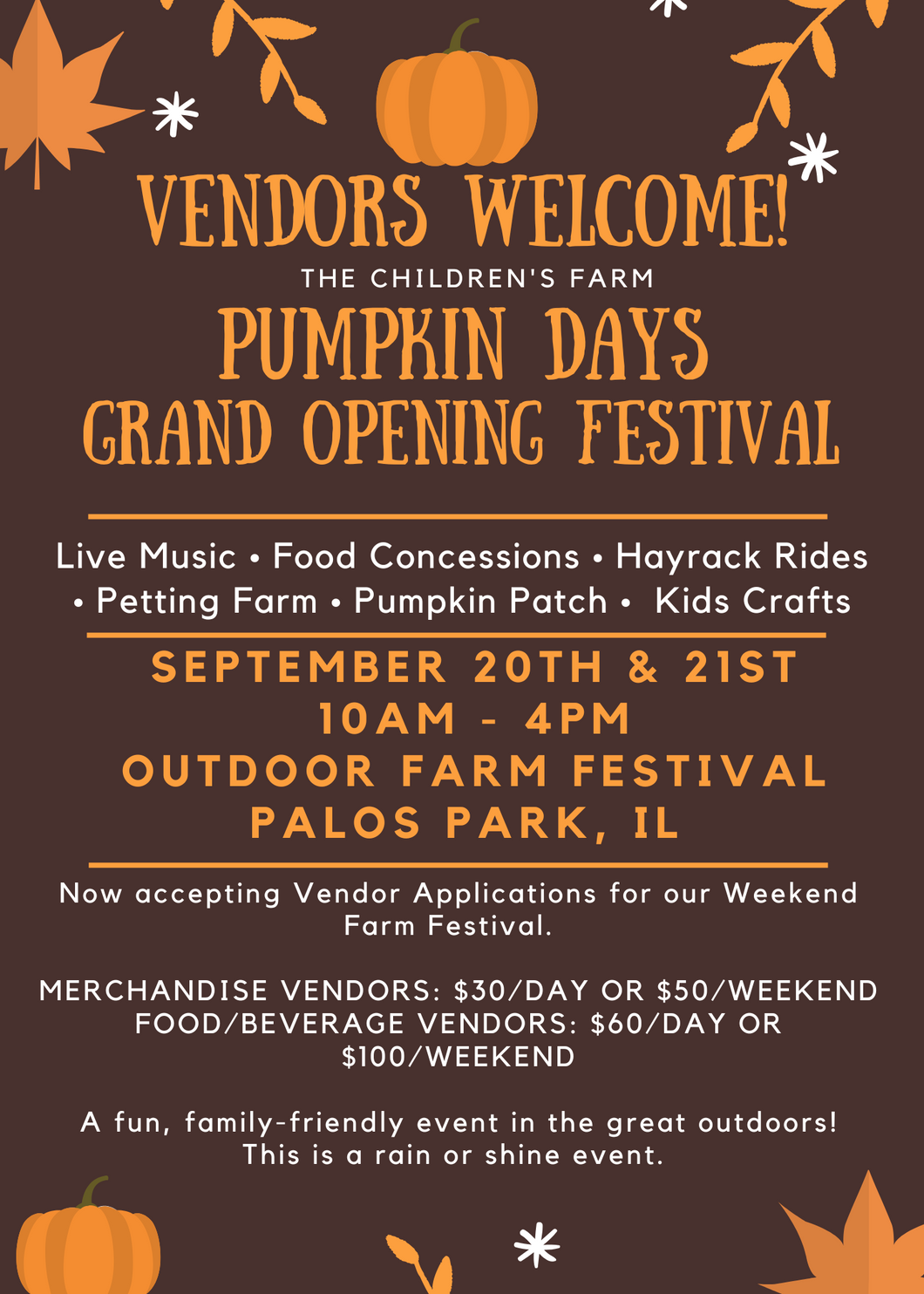 2025 Pumpkin Days Grand Opening-  Vendor Registration