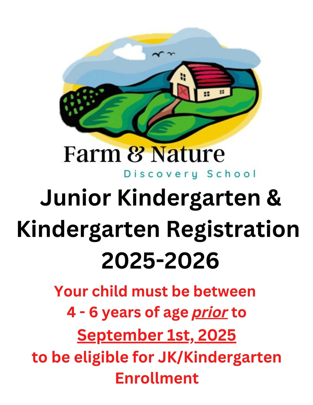 Junior Kindergarten/Kindergarten Registration 2025-2026