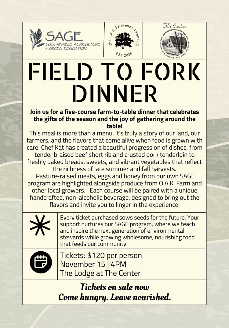 Field to Fork Dinner, November 15th, 4pm